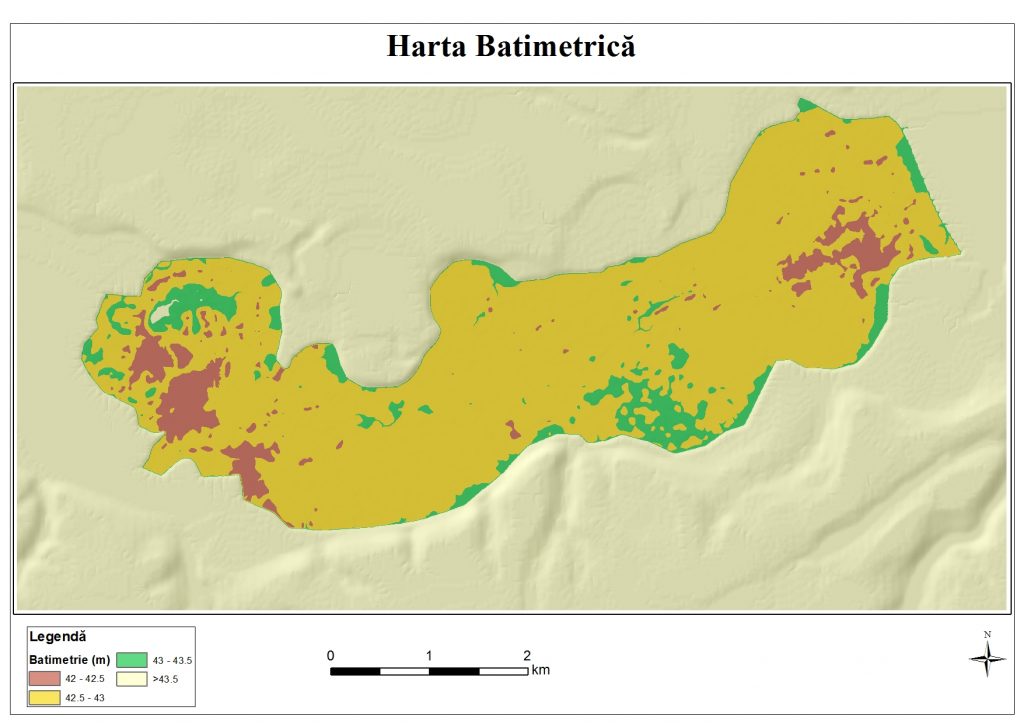 Fig. 4.3.1 Harta Batimetrică în Balta Comana
