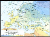 Harta Temperaturi medii anuale luna ianuarie - Europa