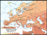 Harta Temperaturi medii anuale in luna iulie - Europa