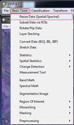 Resize Data ENVI