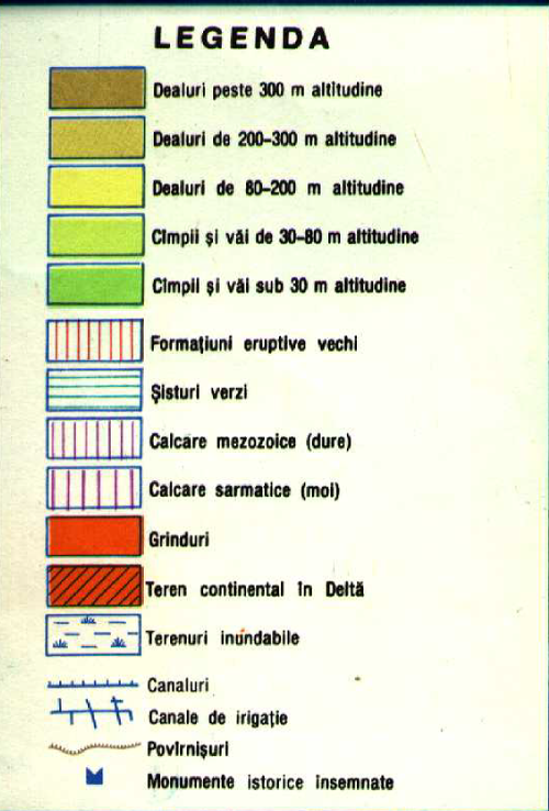 Legenda Dobrogea – Harta Unitatilor de Relief