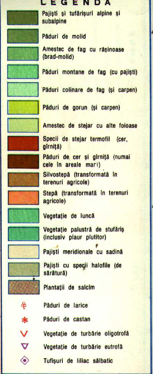 Legenda Harta Vegetatiei - Romania