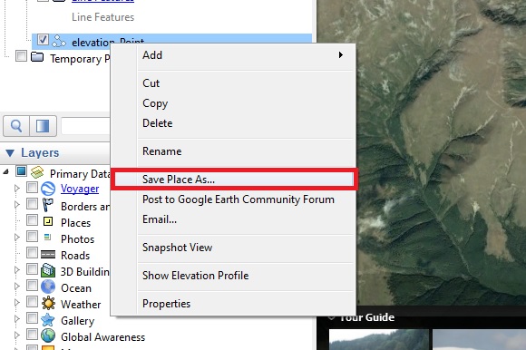 Fig. 3 Export KML din Google Earth